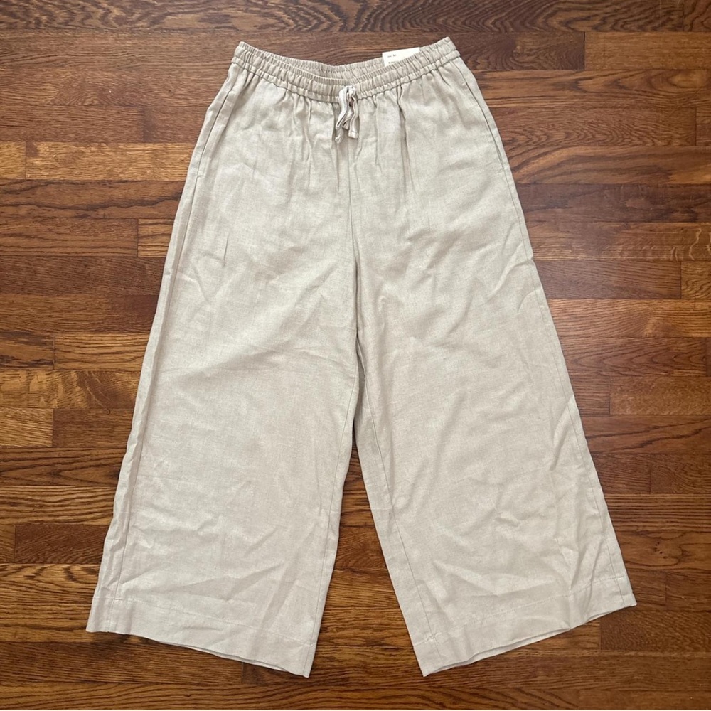 Linen Wide Leg Pants Tan - Max Studio London
